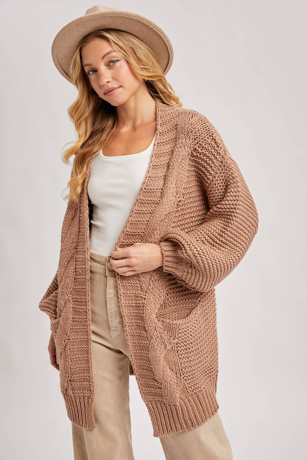 Bluivy - Vente Cardigan – femme - CARDIGAN À MANCHE LANTERNE À CÂBLE34