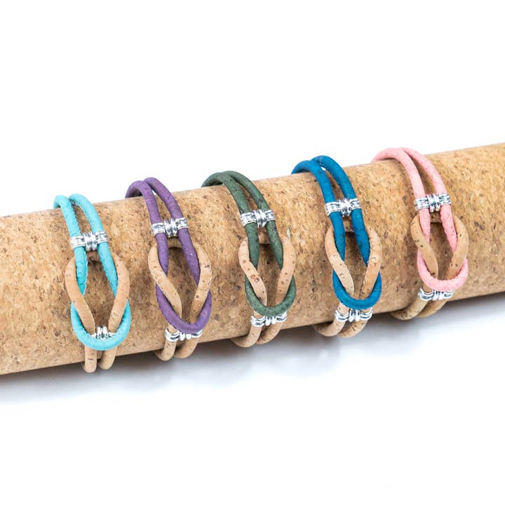 Meninas Bonitas Cork - Wholesale Bangle Bracelet - 5 colors of cork wire and alloy accessories handmade fashion bracelets BR-232-MIX-51