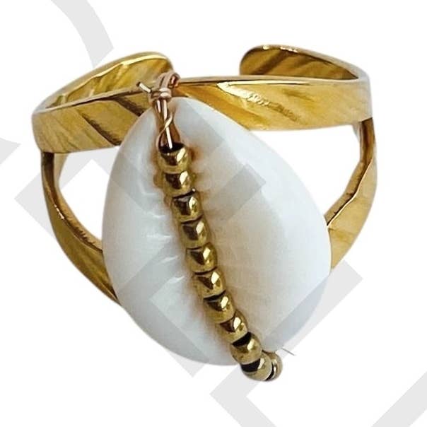 Anello d'Acciaio - conchiglia naturale per la vendita all'ingrosso da parte di Celli Biju