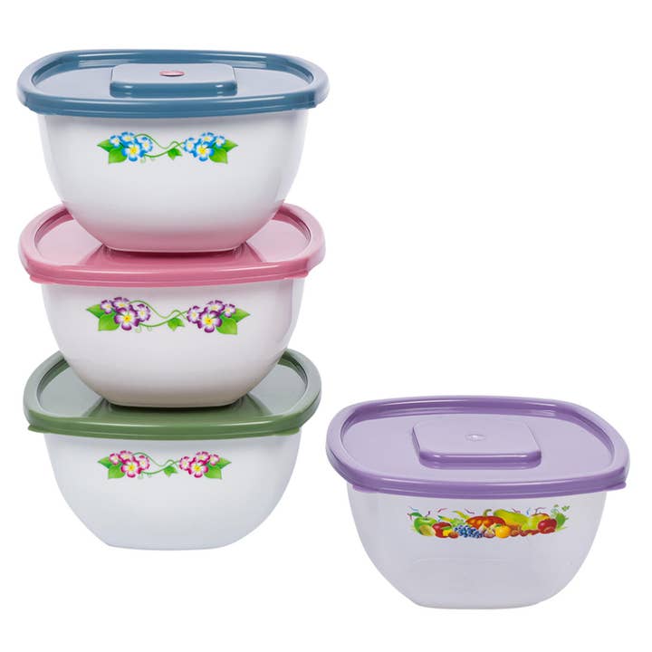 Deluxe Import Trading - Wholesale Food Storage Container - White Container w/ Colored Lid - 3000mL