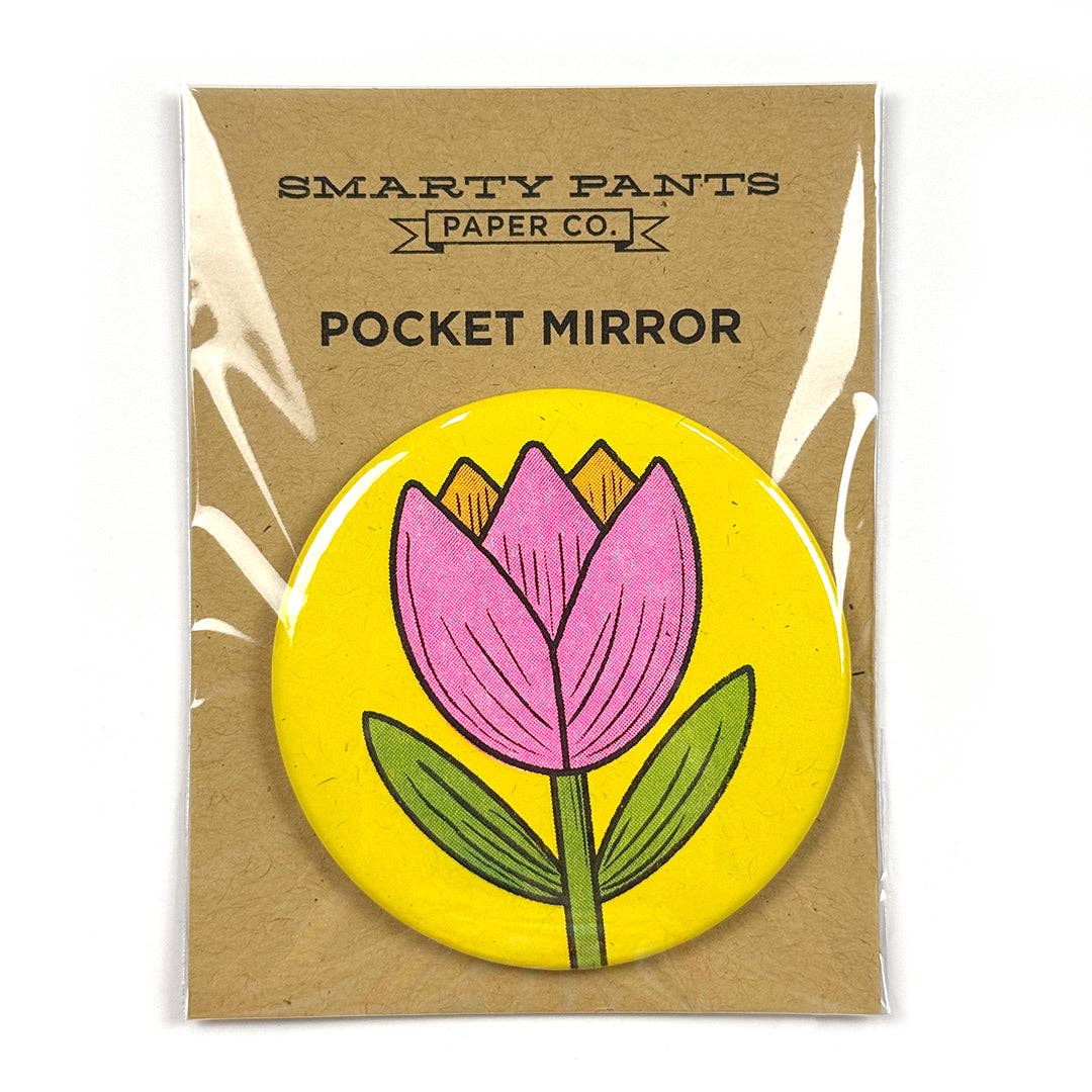Smarty Pants Paper - Wholesale Compact Mirror - Tulip Risograph Pocket Mirror4