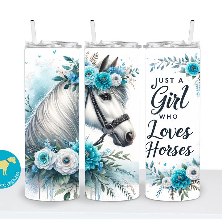 Just A Girl Who Loves Horses Floral 20 oz. Tumbler for wholesale by Barleywood Designs