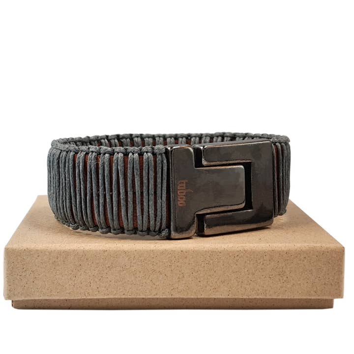 Brown Grey Taboo Herenarmband Mark Big, Grey/Brown for wholesale on Faire