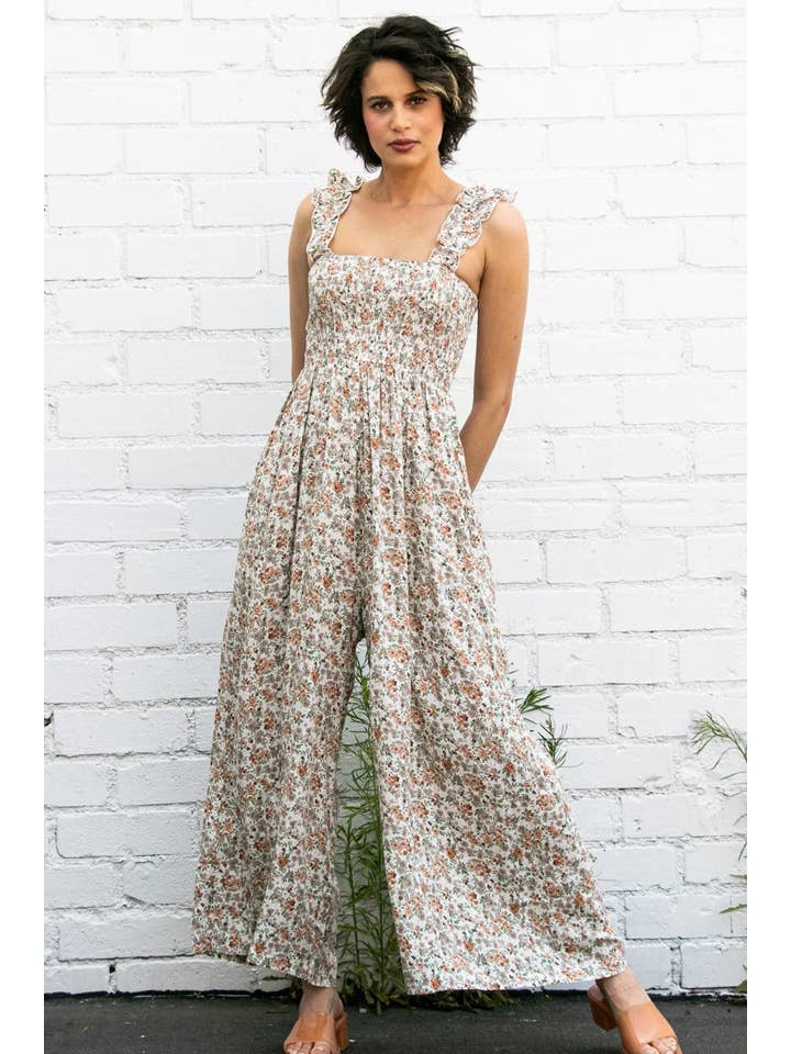 Elloh Collection - Wholesale Jumpsuit - Women's - Super Comfy Ruffle Strap Smocked Floral Jumper Jumpsuit2