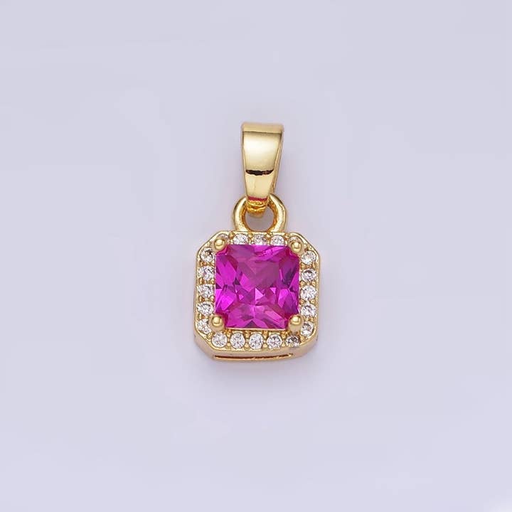 Aim Eternal – wholesale Individuell berlock/hänge – Hänge i fyrkant med kant av CZ-mikropavé i 14K guldplätering i guld och silver | AA1270 - AA12804