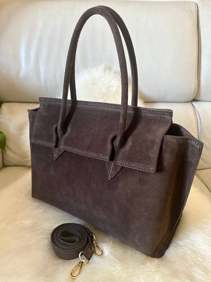 ELODIE skuldertaske i ægte ruskind for engroshandel hos Zhade