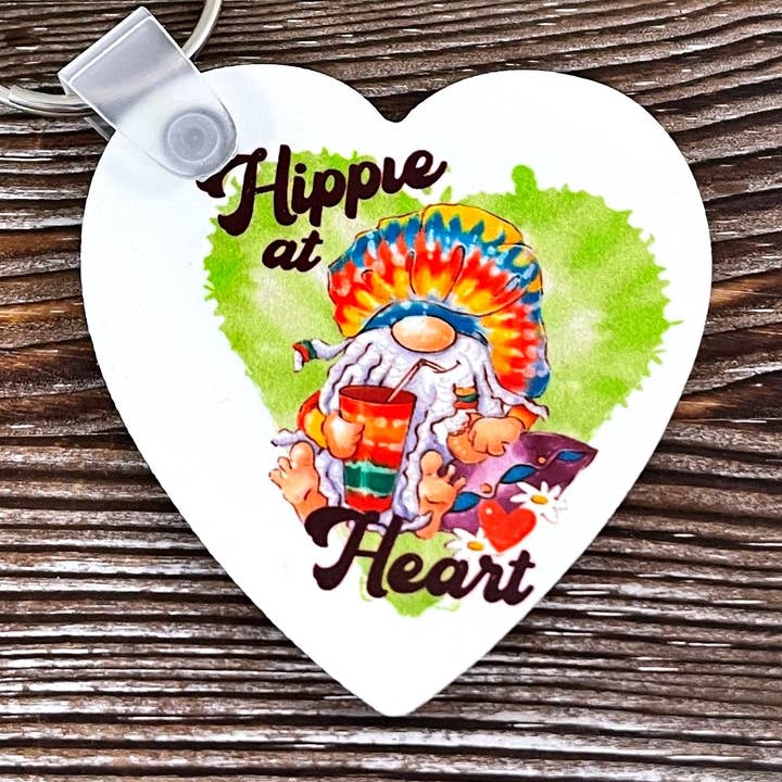 Hippie de Coração, Porta-chaves de Coração em MDF, Diversão Boho, Sublimação por atacado de Handmade by Marlayna
