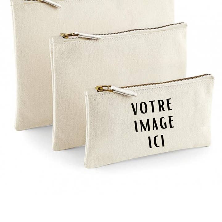 ecru Customizable flat image pouch for wholesale on Faire1