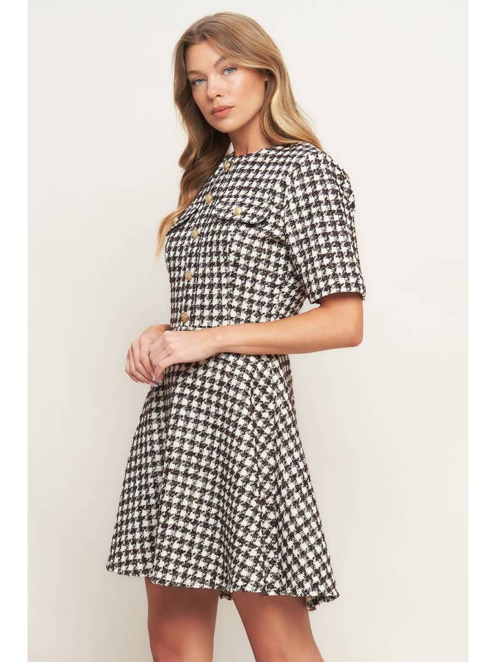 IVORY BROWN A tweed mini dress - ID21641-T for wholesale on Faire3