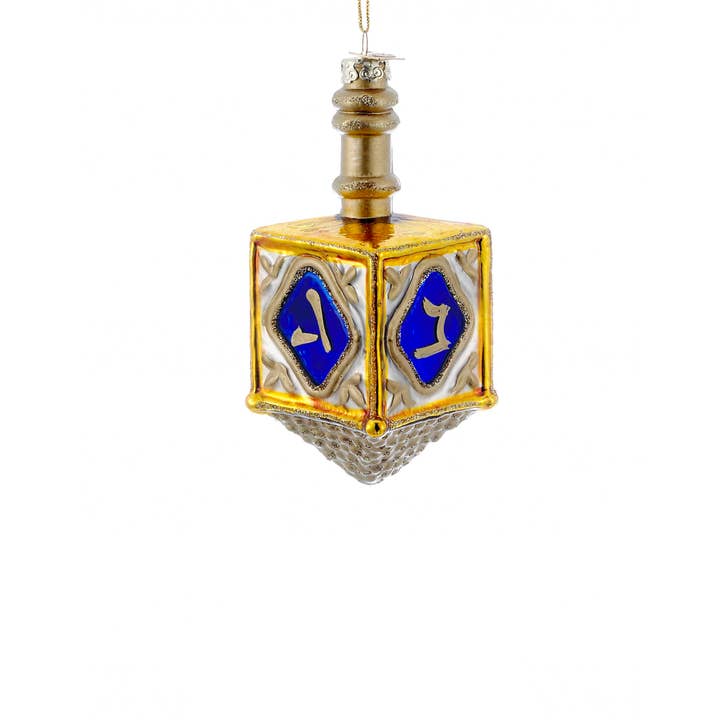 4"NOBLE GEMS GLASS JEWISH DREIDEL ORNAMENT for wholesale by Kurt S. Adler, Inc.