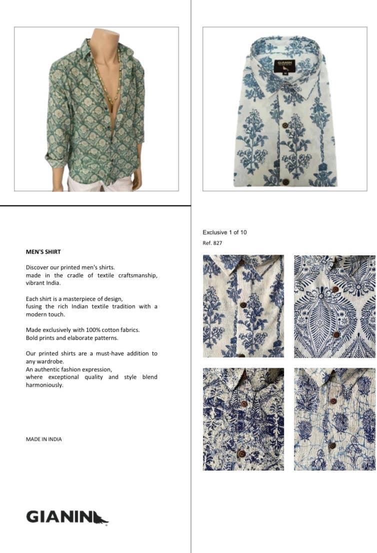 GIANIN - Vente Chemise à col boutonné – homme - Chemises homme imprimées exclusives13