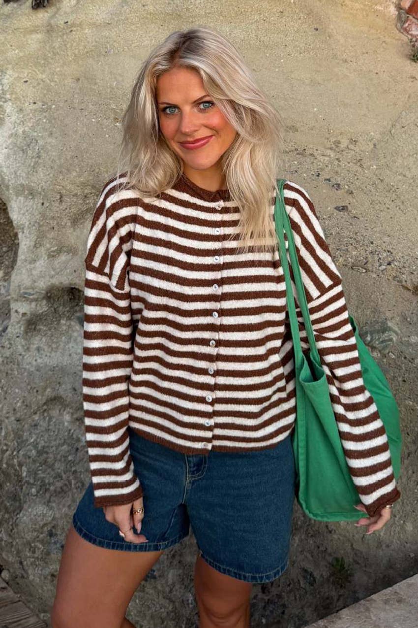 Hope & Sunshine - Vente Cardigan – femme - Cardigan en maille rayé6