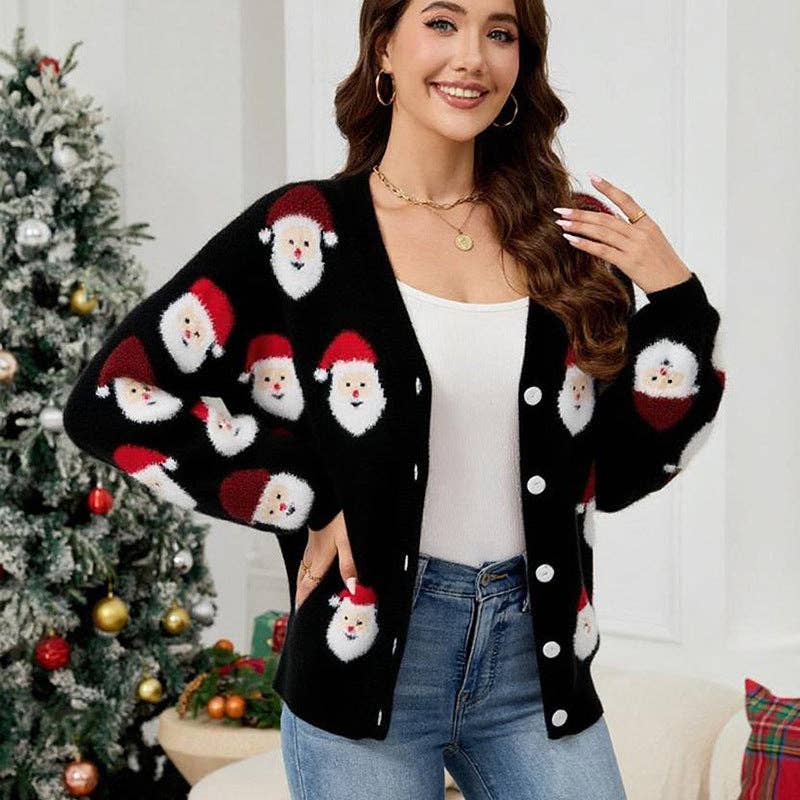 Suhkasana - Wholesale Cardigan - Women's - Women’s Santa Claus Knit Cardigan Christmas Sweater5