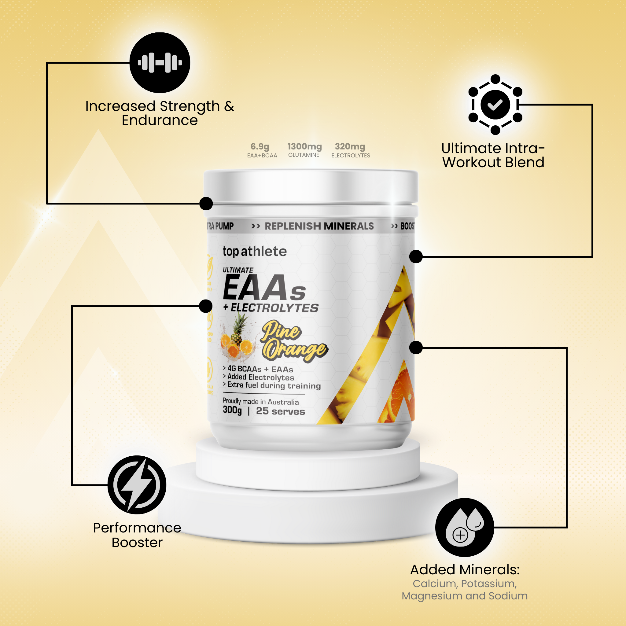 Top Athlete – Engroshandel Kosttilskud og vitaminer – Ultimate EAA+ Elektrolytter - Ananas Appelsin2