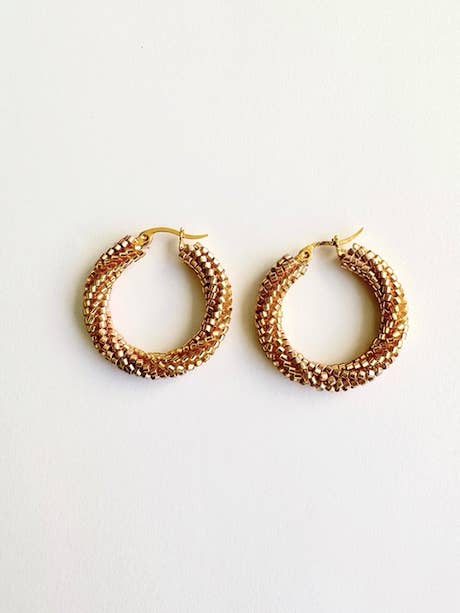 Golden essential hoops for wholesale by Moonbow Creative Jewelry