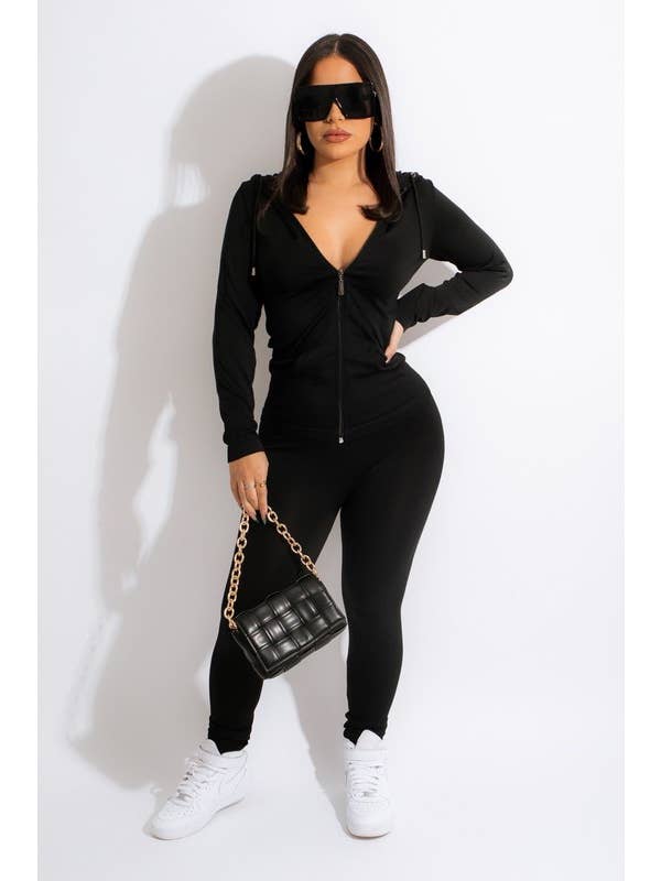 5besties inc - Wholesale Lounge Set - Women's - Zip Up Front Hoodies and Leggings Set.