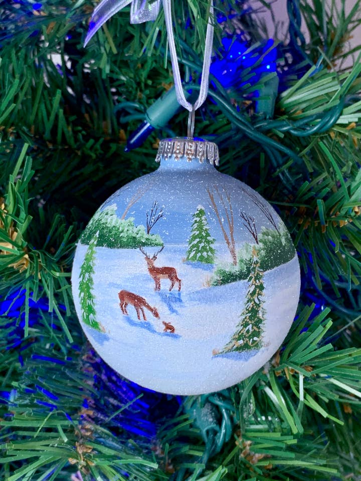 Ornamento de Natal em Vidro Pintado à Mão por atacado de Art with Elise