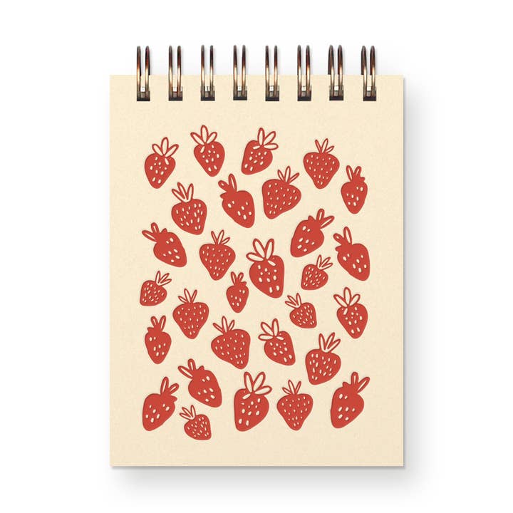 Aardbeienpatroon Mini Jotter Notitieboekje voor wholesale door Ruff House Print Shop