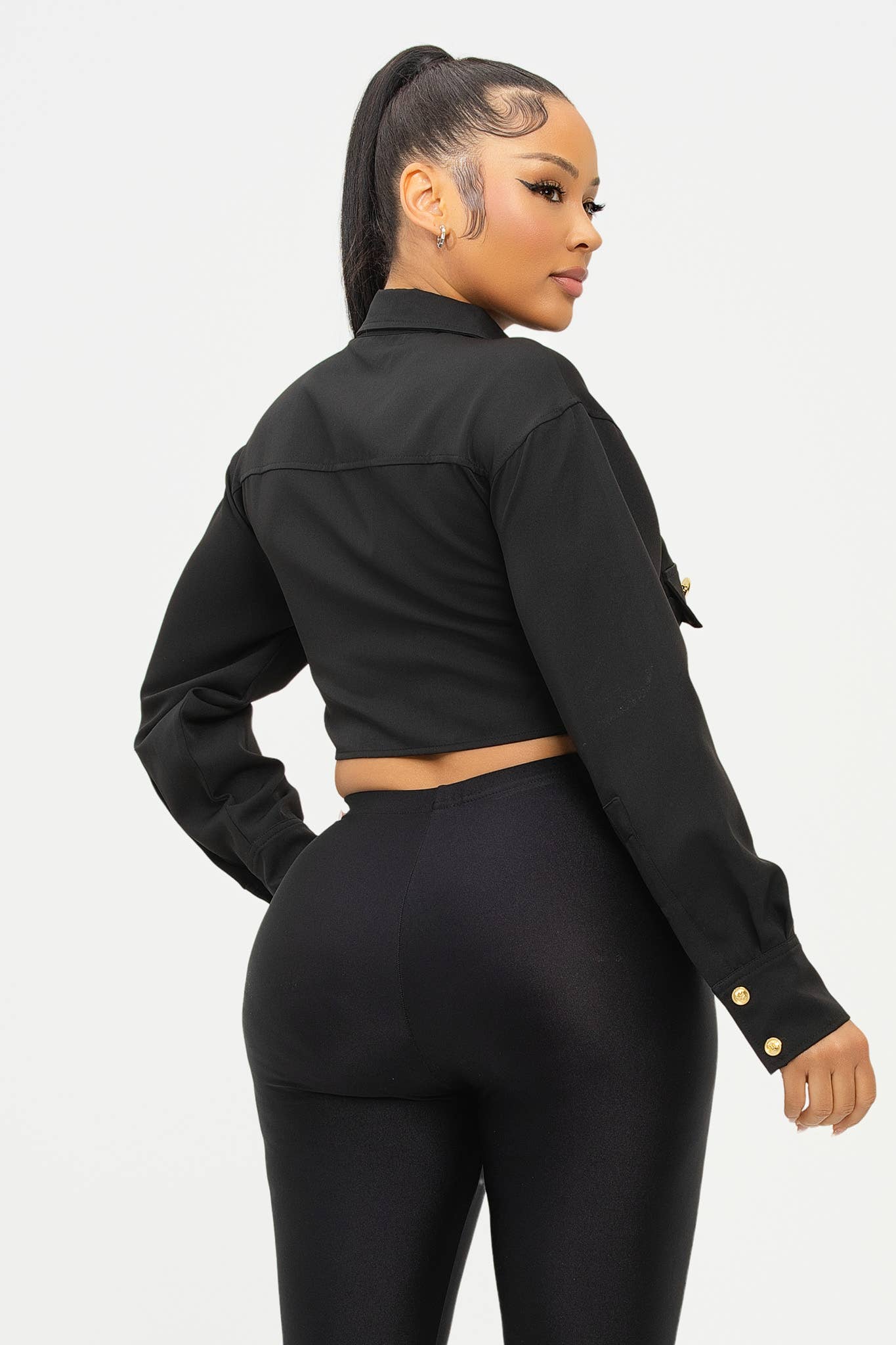 Julia by LoveJ - Vente Chemise à col boutonné – femme - Haut à boutons devant avec poches surdimensionnées17