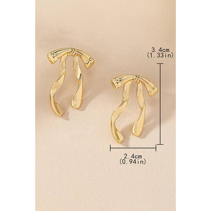 As shown Valentine Bow Knot Plated Alloy Stud Earrings for wholesale on Faire