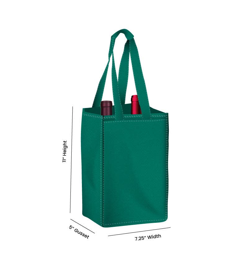 Non Woven Totes - Wholesale Wine Tote - Reusable 2-Bottle Wine Tote Bag-7.25x11x5 with Bottom Gusset | Custom Printed Wine Totes16