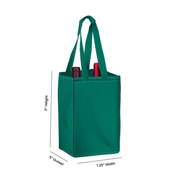 Non Woven Totes - Wholesale Wine tote - Reusable 2-Bottle Wine Tote Bag-7.25x11x5 with Bottom Gusset | Custom Printed Wine Totes16