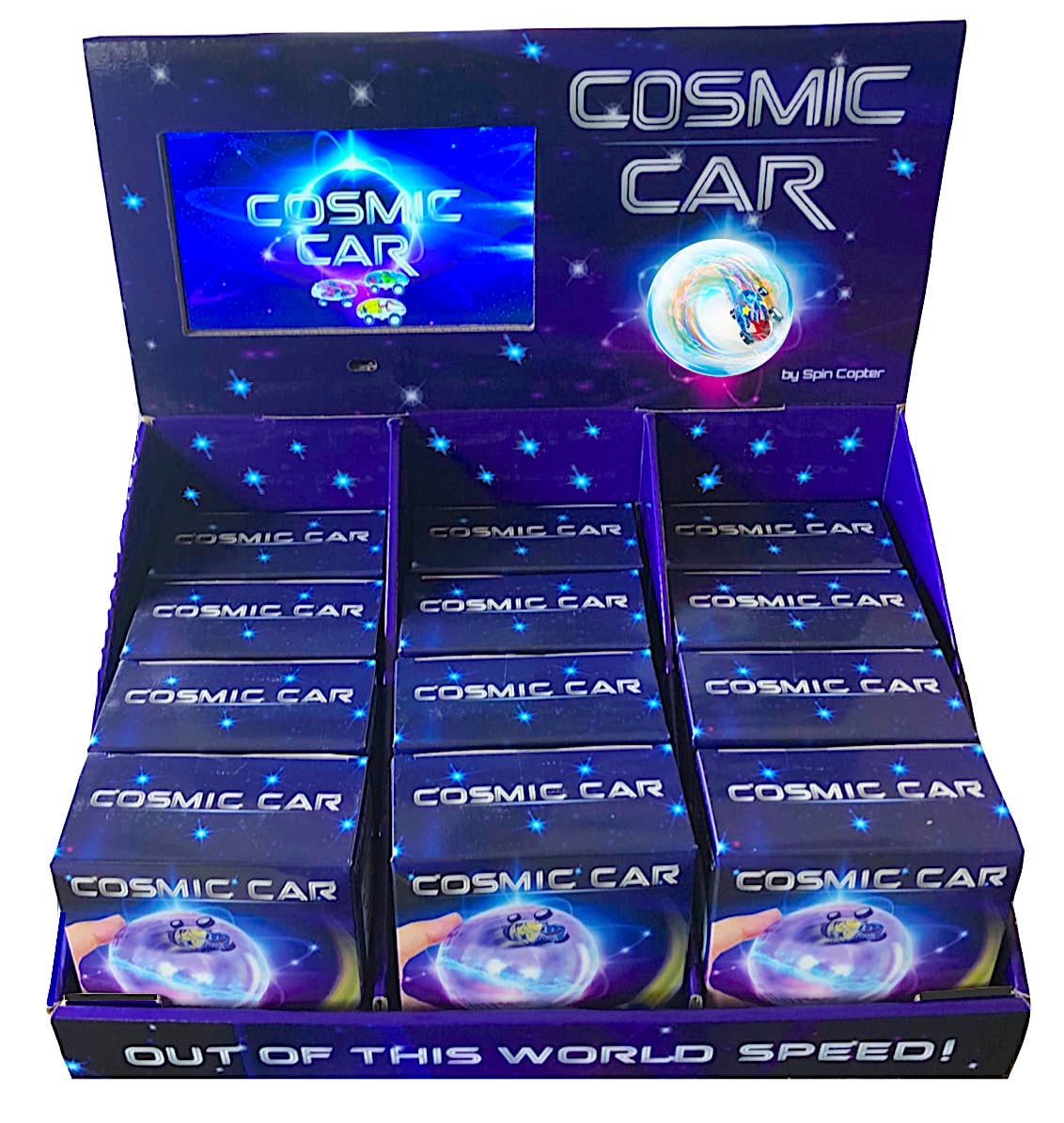 Spin Copter - Wholesale Toy Car/Truck - Kids - Cosmic Car Counter Display with FREE LCD Video Screen