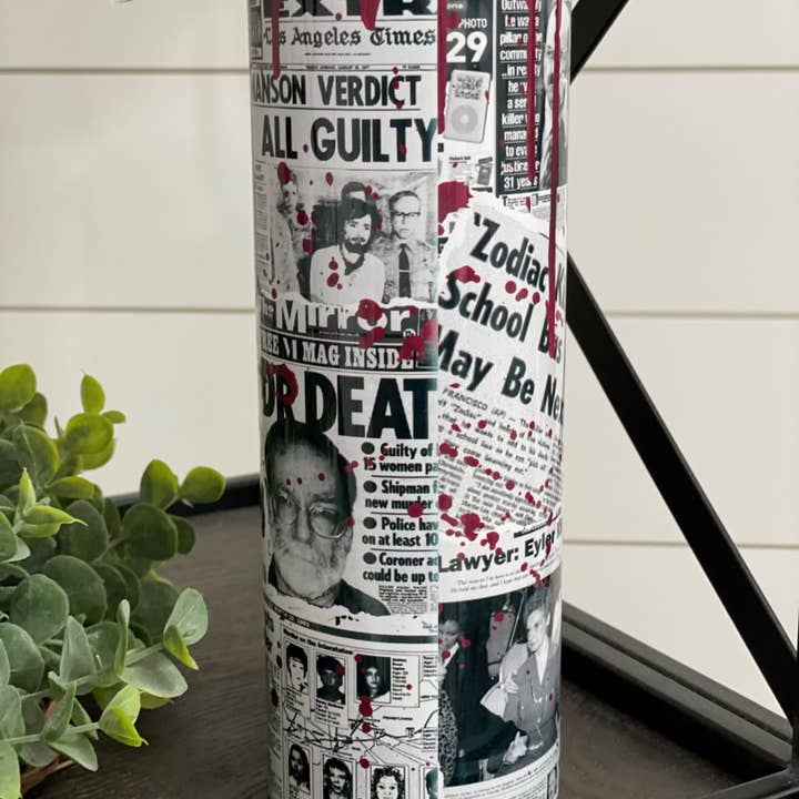 CMD Wholesale - Vente Gourde/bouteille isotherme - Gobelet Skinny 20oz Serial Killer Newspaper1