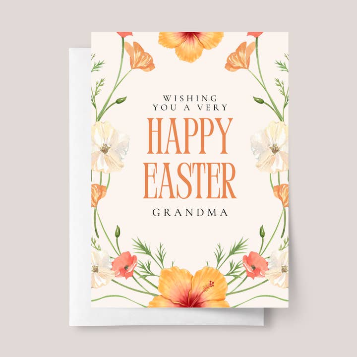 Easter Card for Grandma with Orange Flowers for wholesale by Design Sprinkles