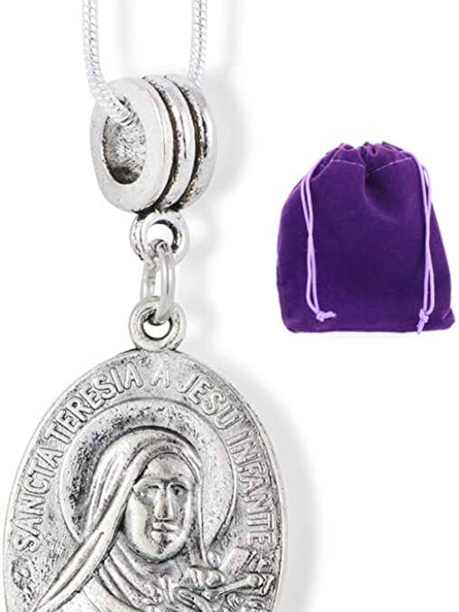 Emerald Park Jewelry Mother Teresa | Saint Teresa Patron Saint of Flowers and The Little Ways Beautiful Medal for Those That Love Saint Teresa for wholesale by Dave The Bunny