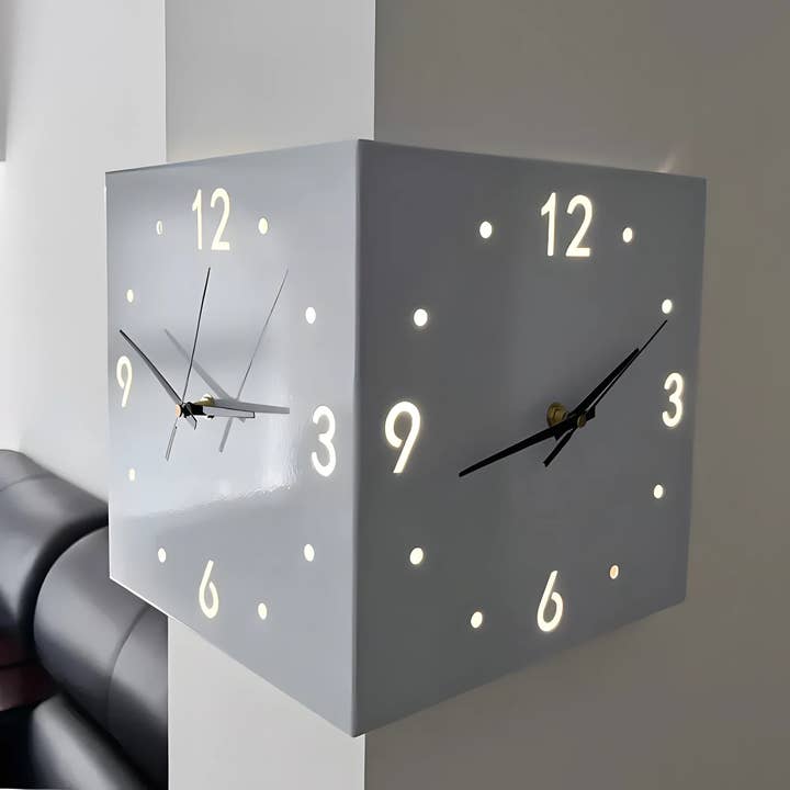 Yellow Voice Sensor Backlit Corner Clock for wholesale on Faire