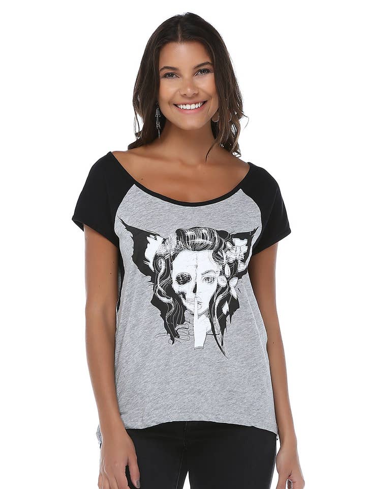 T-shirt stampata da donna per la vendita all'ingrosso da parte di Rockupy