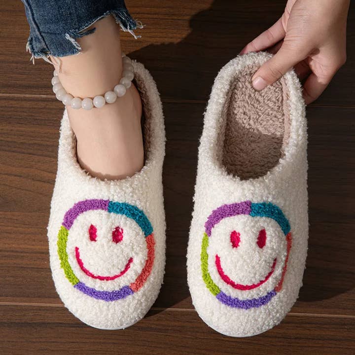 Serenity Collective - Wholesale Slippers - Women's - Colorful Smiley Face Slippers2