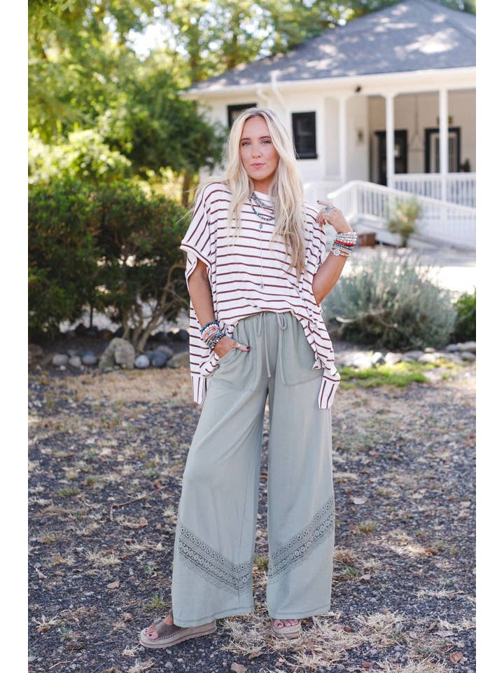 Three Bird Nest - Wholesale Pants - Women's - Lyrical Wide Leg Pants - Green