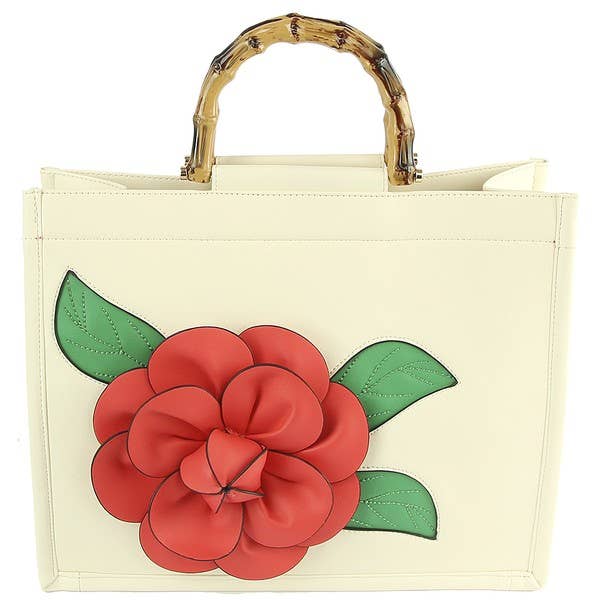 Shop Neighbors - Vente Sac à main avec poignée sur le dessus – femme - SAC À POIGNÉE EN BOIS À FLEURS TENDANCE2