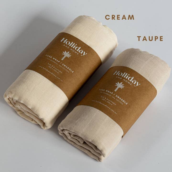 Holliday and Home ~ PLAIN LUXE WRAP / SWADDLE - CREAM for wholesale by Holliday and Home