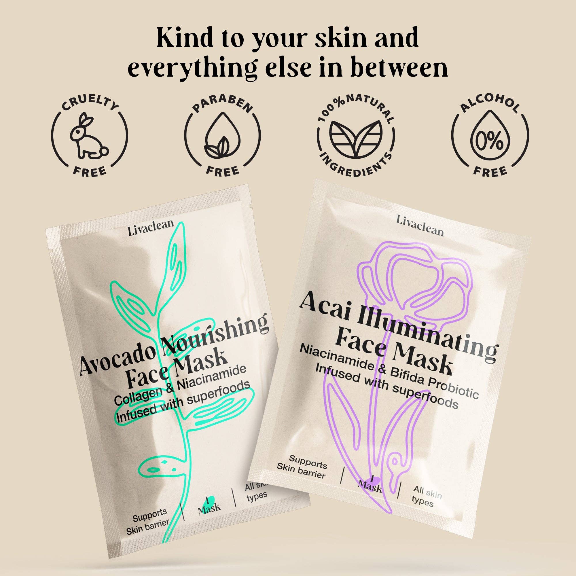 Livaclean - Wholesale Skincare Face Mask - 12 ct Collagen Face Mask with Superfoods4