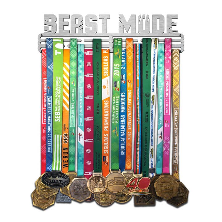 Medal hanger BEAST MODE - Brushed st. steel - Large for wholesale by United Medals
