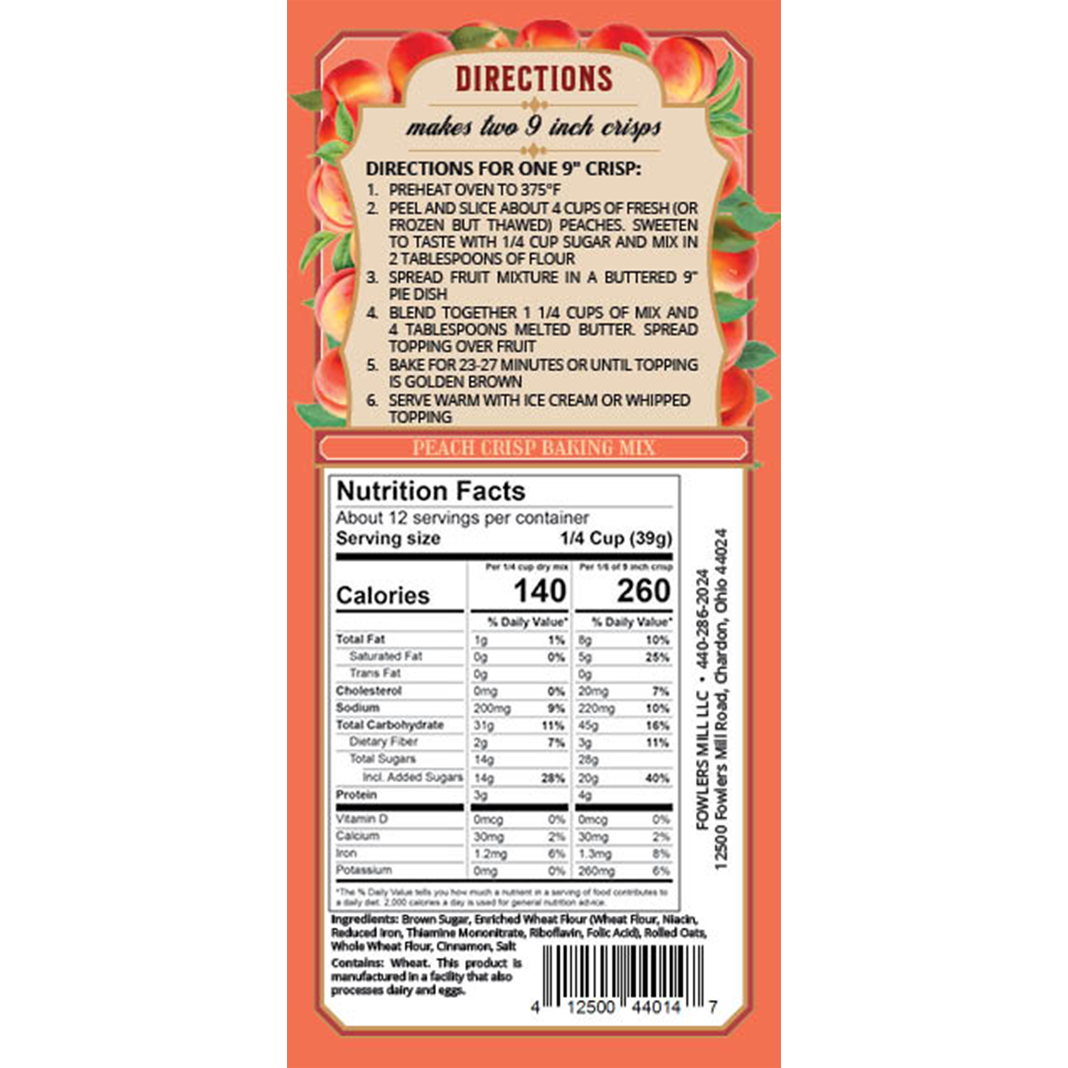 Fowler's Mill - Wholesale Biscuit Mix - Peach Crisp Mix1