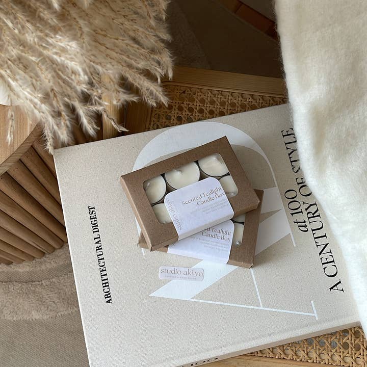Studio Akiyo - Wholesale Tea Light Candles - Sea Salt + Sage Tealight Soy Candle Box | Mindful Home Gifts