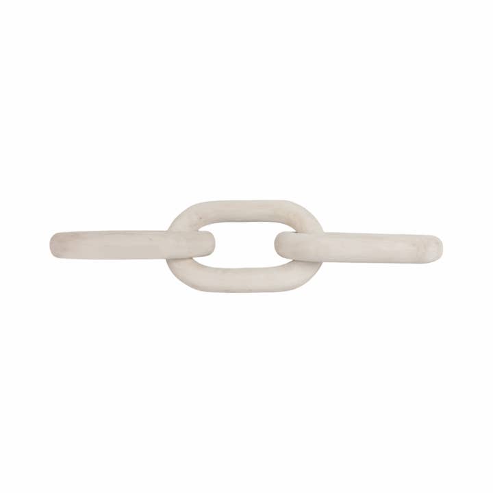 Sagebrook Home - Wholesale Decorative Tabletop Object - Wood Interlocking 3-Chain Link Sculpture - White, 4 in.6