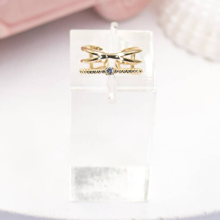 Enkele Micro Pave Cubic Zirconia Pink Vingerring voor wholesale door Cherie by Cherie