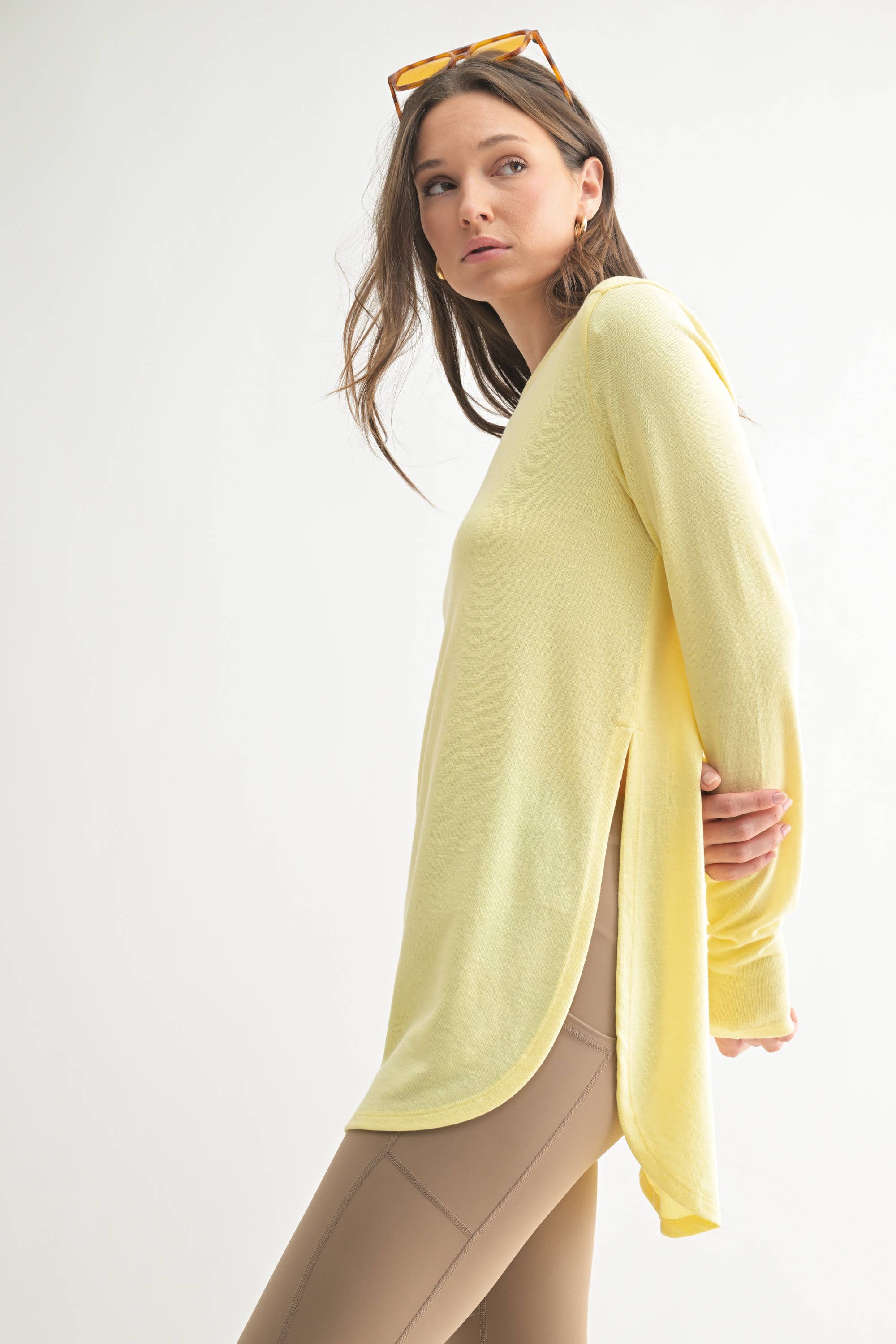 Mono B - Wholesale Tunic - Women's - Long Sleeve Flow Top with Side Slit3