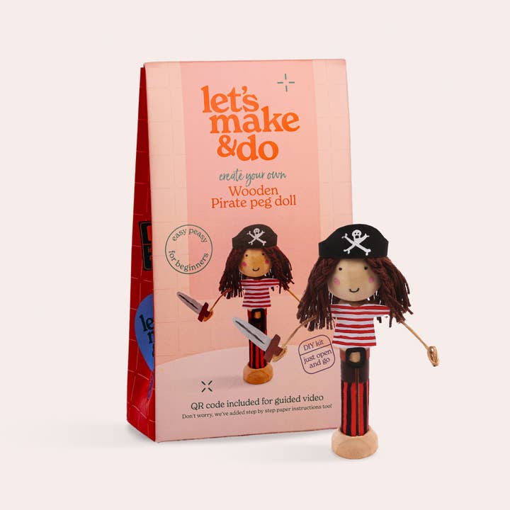 Create Your Own Pirate Wooden Peg Doll Kit for wholesale by Let's Make & Do