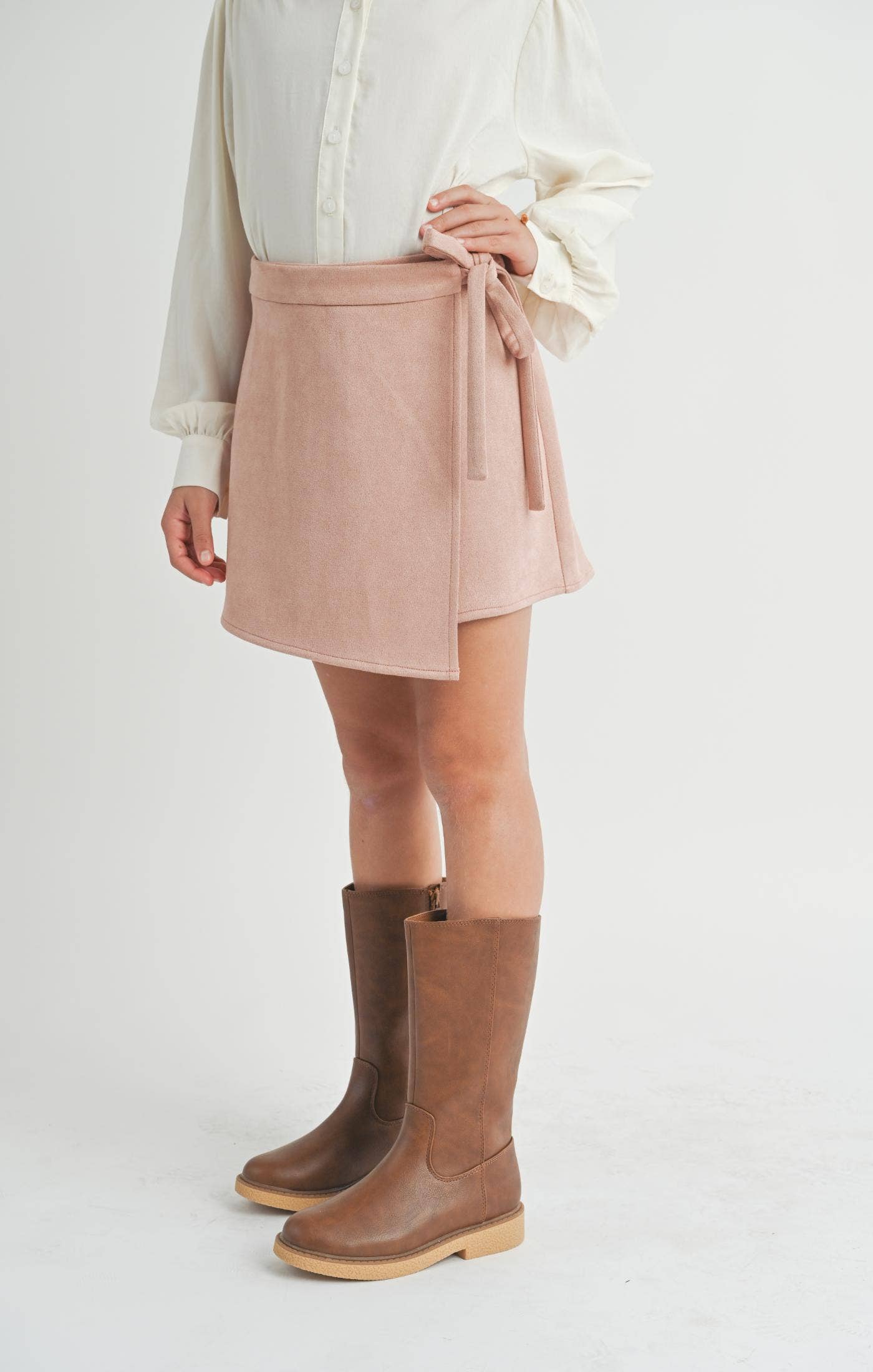 Sadie & Sage – Großhandel Skort – Kind & Baby – Tween Entertainer Kunst-Wildleder-Skort: ROSA PINK2