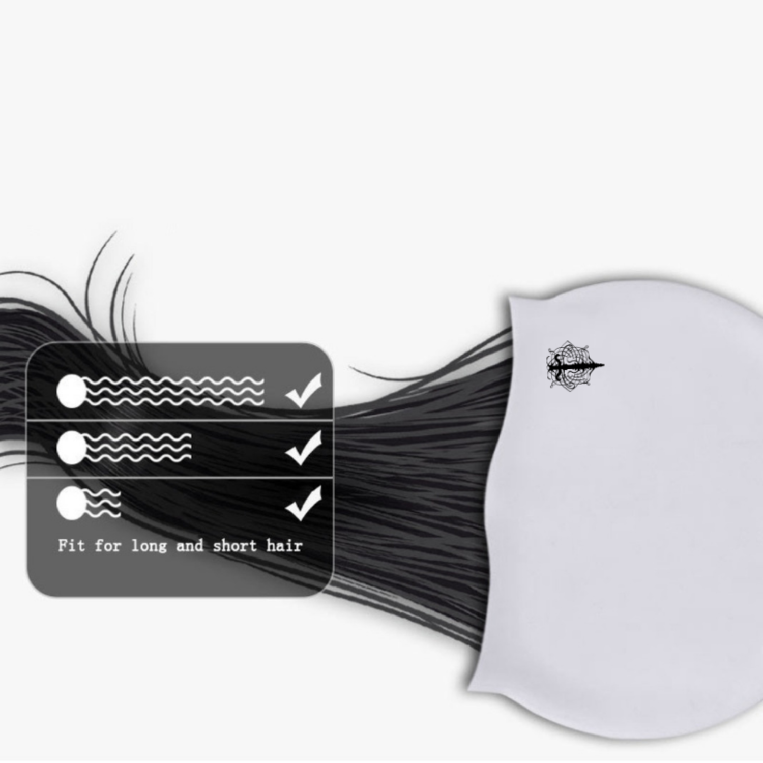 Black Large Swim Caps For long Hair, Braids, Locs by Aquastockings for wholesale on Faire7