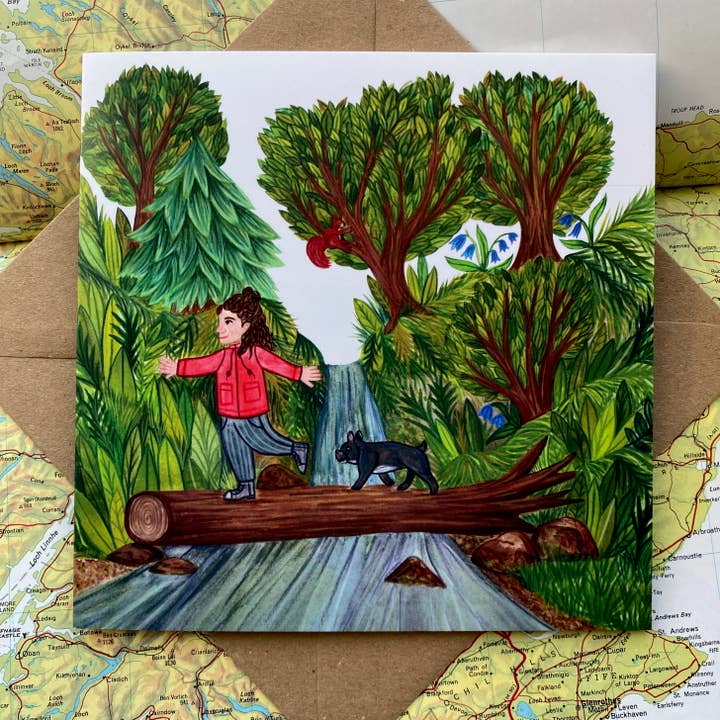 Four Legged Friend Adventure Greeting Card for wholesale by Samantha Dolan