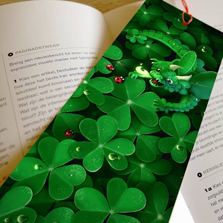 Boekenlegger met kwastje klaver draak for wholesale by Digitaldreamcloud