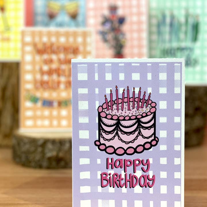 Calla Collective - Wholesale Birthday card - 'Happy Birthday' Cake - CHECK CARD1