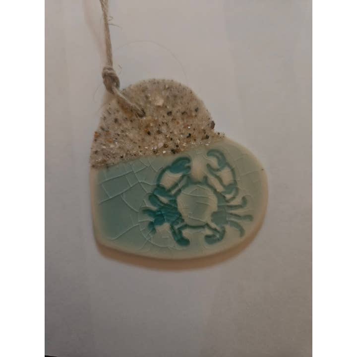 Teal Turtle Studio - Wholesale Ornament - Mini Sandy Crab Heart Ornaments